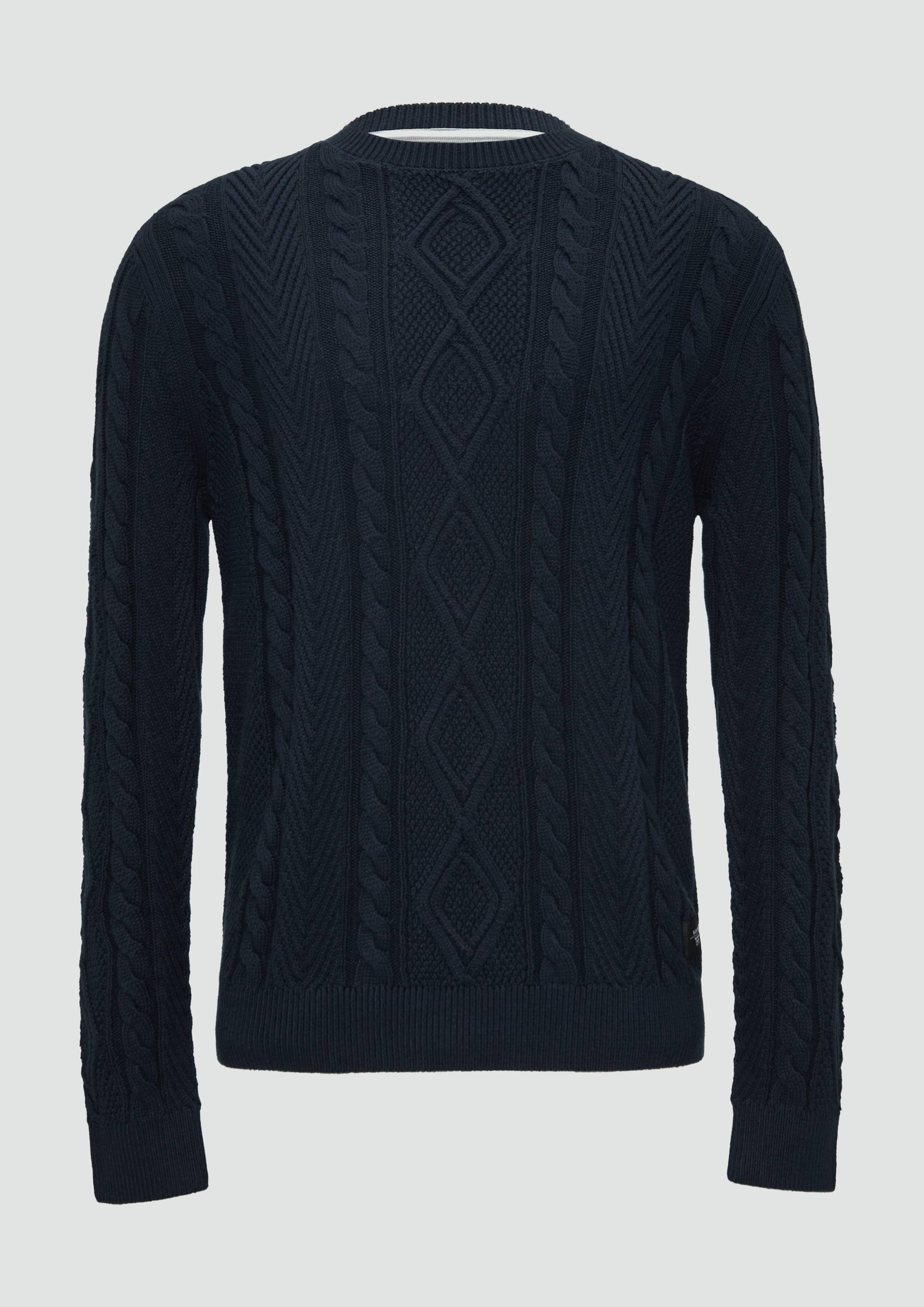 s.Oliver - Strickpullover mit Zopfmuster, Herren, blau von s.Oliver