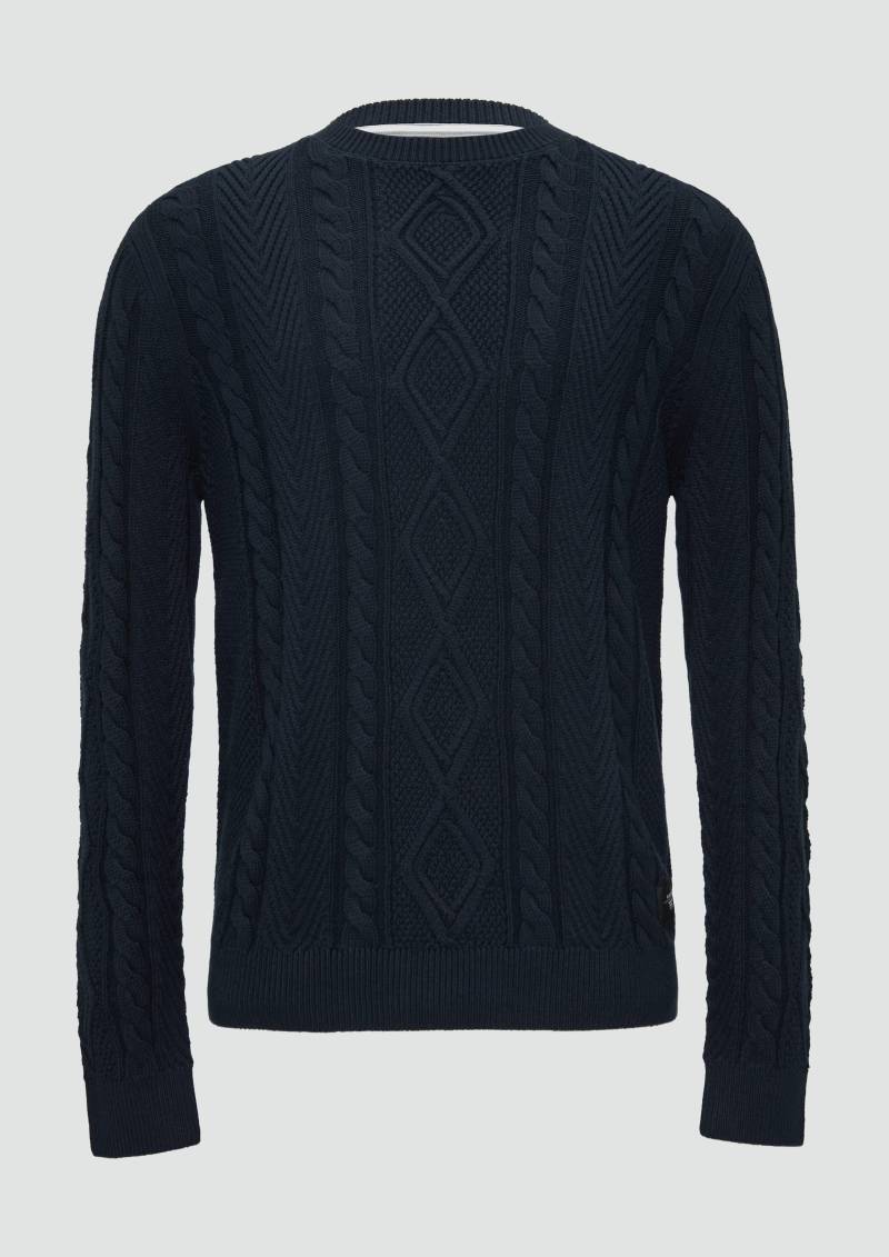 s.Oliver - Strickpullover mit Zopfmuster, Herren, blau von s.Oliver