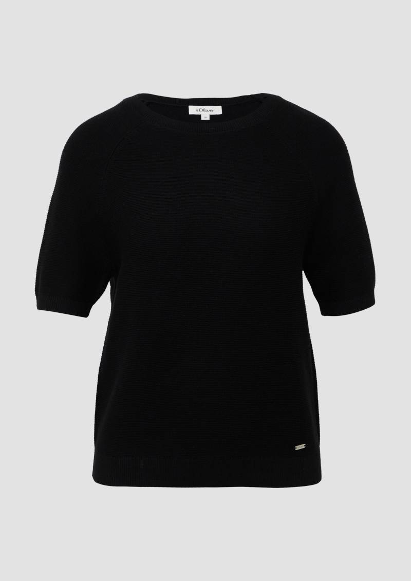 s.Oliver - Strickpullover mit feiner Rippstruktur, Damen, schwarz von s.Oliver