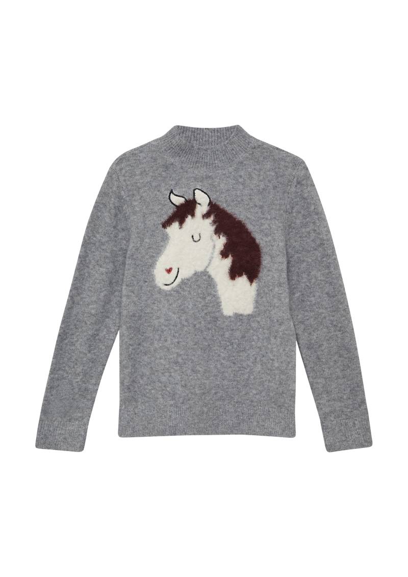 s.Oliver - Strickpullover mit flauschigem Pferde-Motiv, Kinder, grau von s.Oliver