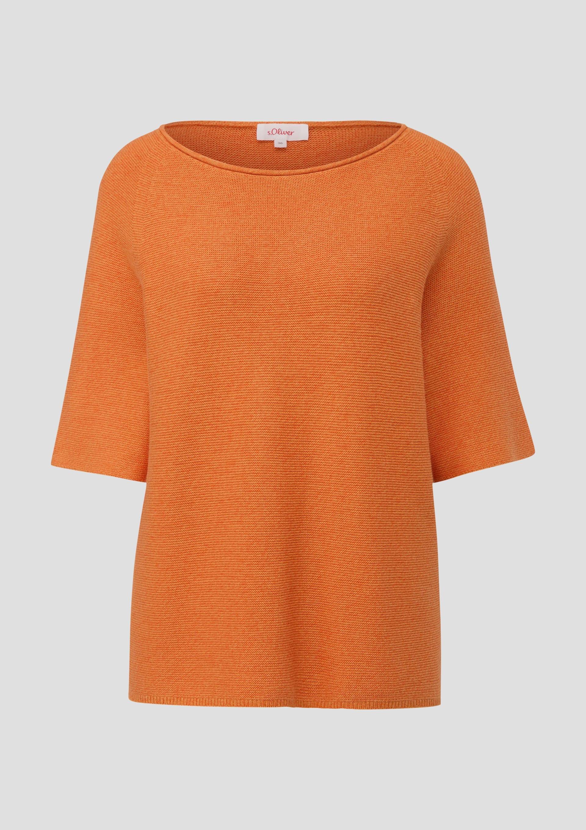 s.Oliver - Strickpullover mit kurzen Ärmeln, Damen, Orange von s.Oliver