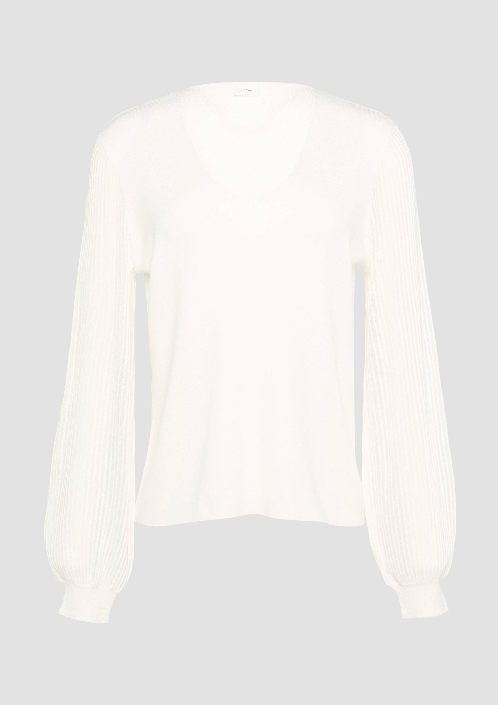 s.Oliver - Strickpullover mit semitransparenten Ärmeln, Damen, creme von s.Oliver