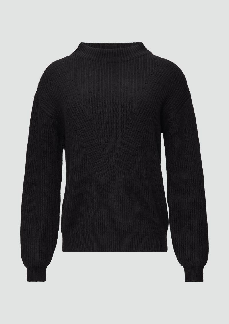 s.Oliver - Oversized-Strickpullover mit Ajour-Detail, Damen, schwarz von s.Oliver