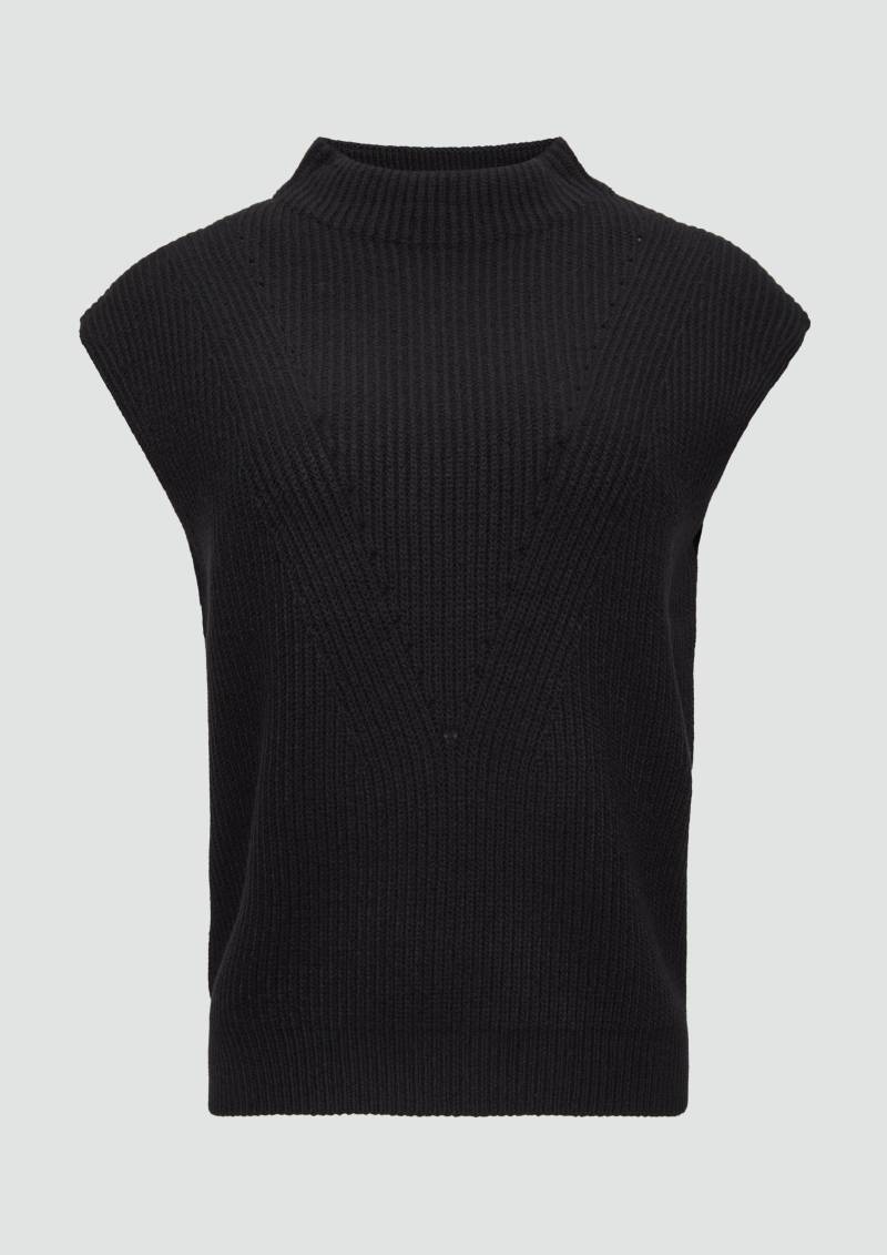 s.Oliver - Oversized-Strickpullunder mit Ajour-Detail, Damen, schwarz von s.Oliver