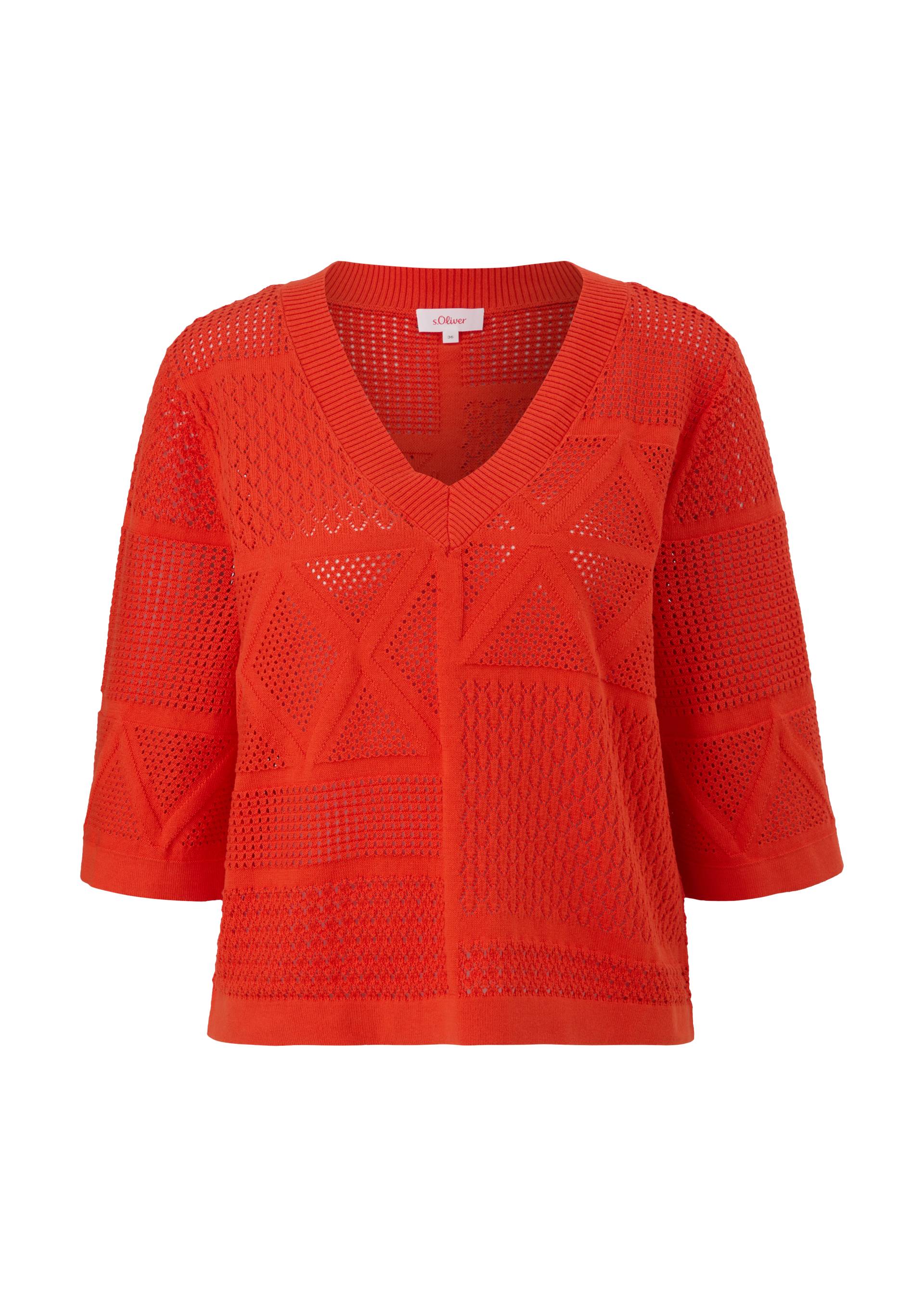 s.Oliver - Strickshirt aus Baumwolle, Damen, Orange von s.Oliver