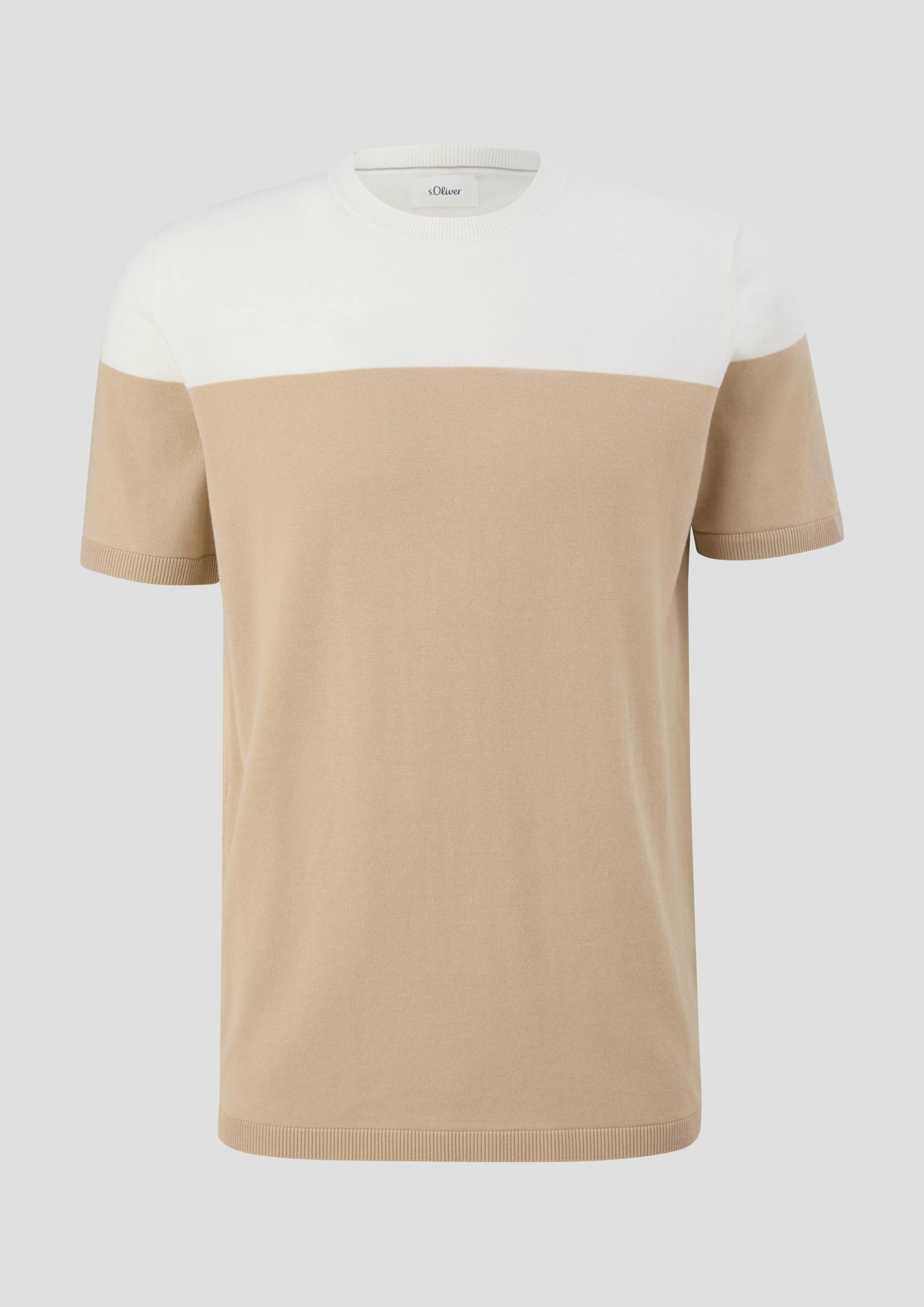 s.Oliver - Strickshirt mit Colour-Blocking, Herren, beige|weiß von s.Oliver