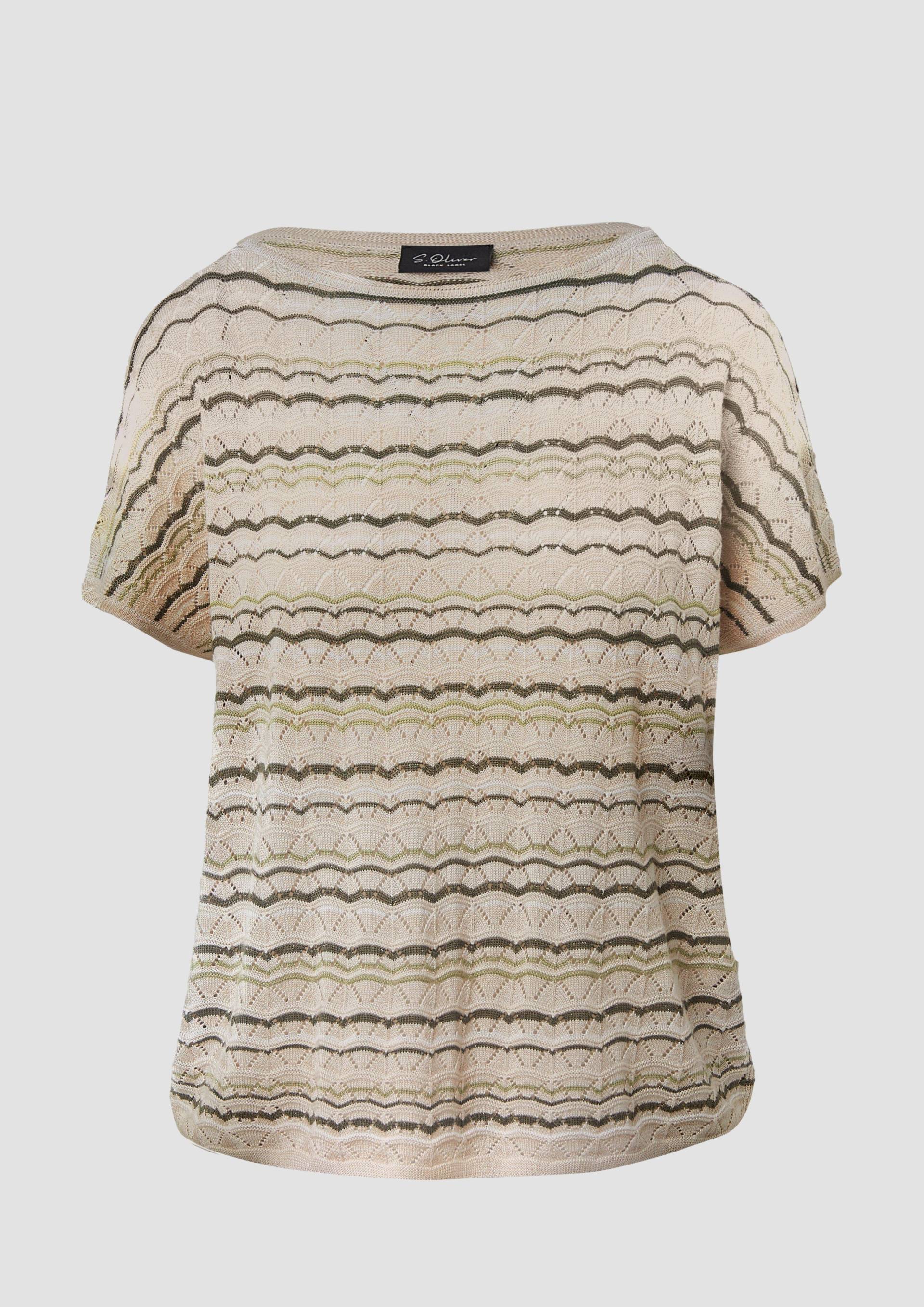 s.Oliver - Stricktop im Relaxed Fit mit Ajourmuster und Glitzergarn, Damen, grau von s.Oliver