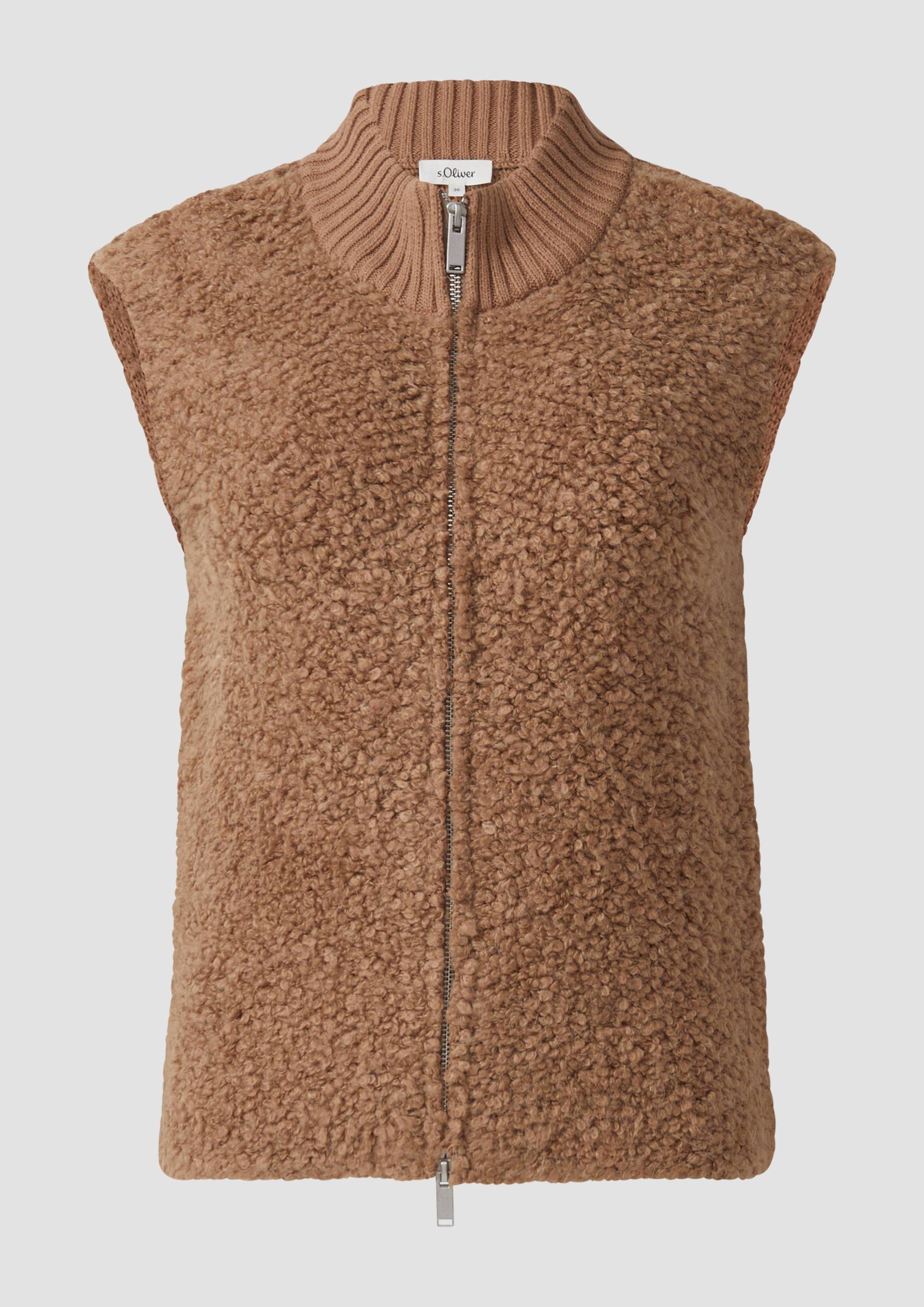 s.Oliver - Bouclé-Weste aus Alpaka-Wollmix, Damen, braun von s.Oliver