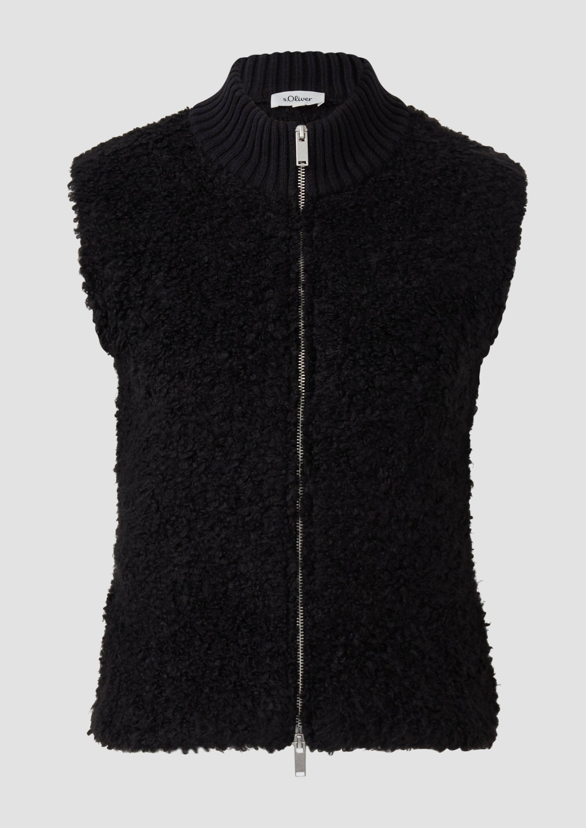 s.Oliver - Bouclé-Weste aus Alpaka-Wollmix, Damen, schwarz von s.Oliver