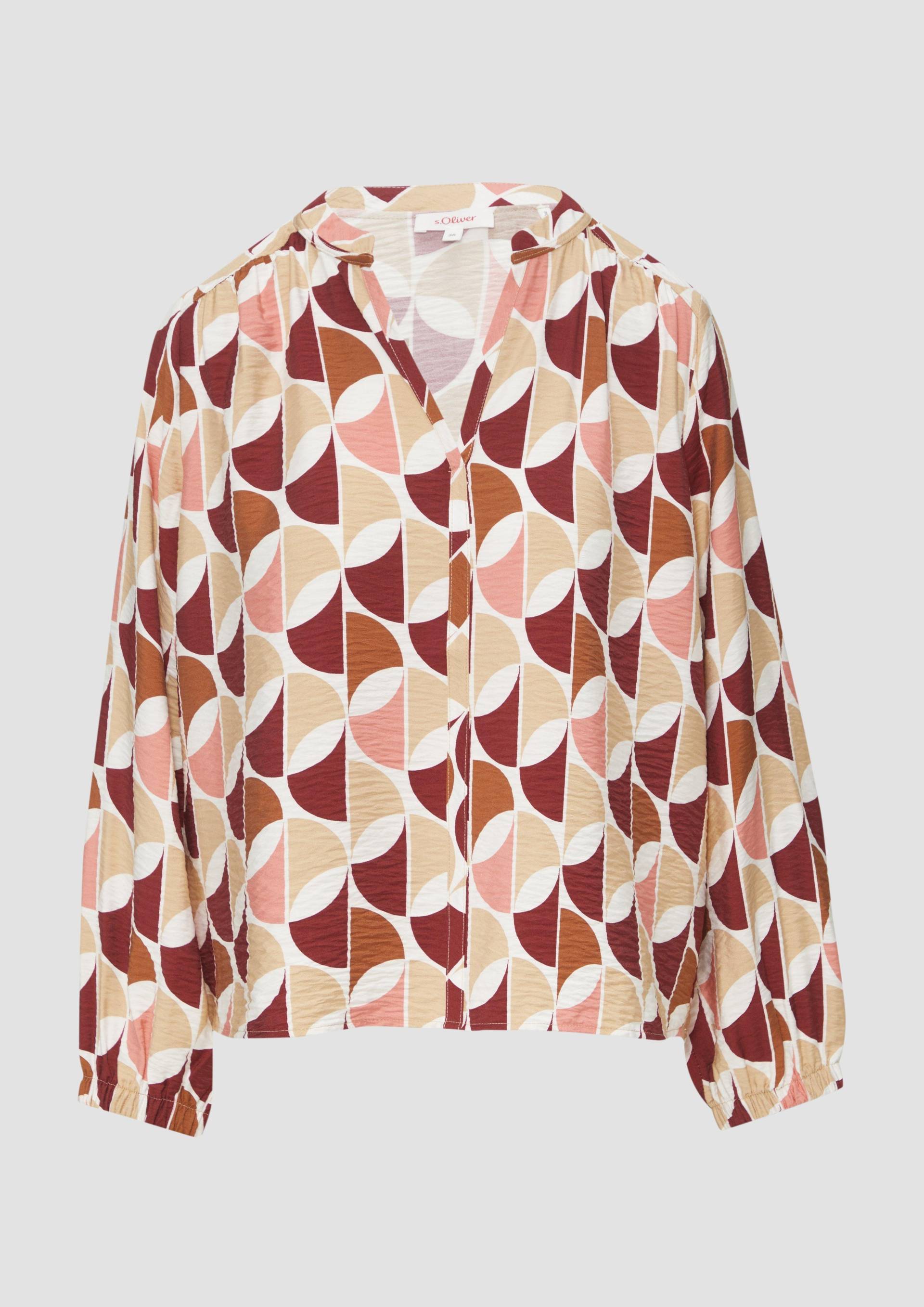 s.Oliver - Strukturierte Bluse aus Viskosemix, Damen, mehrfarbig|rot von s.Oliver