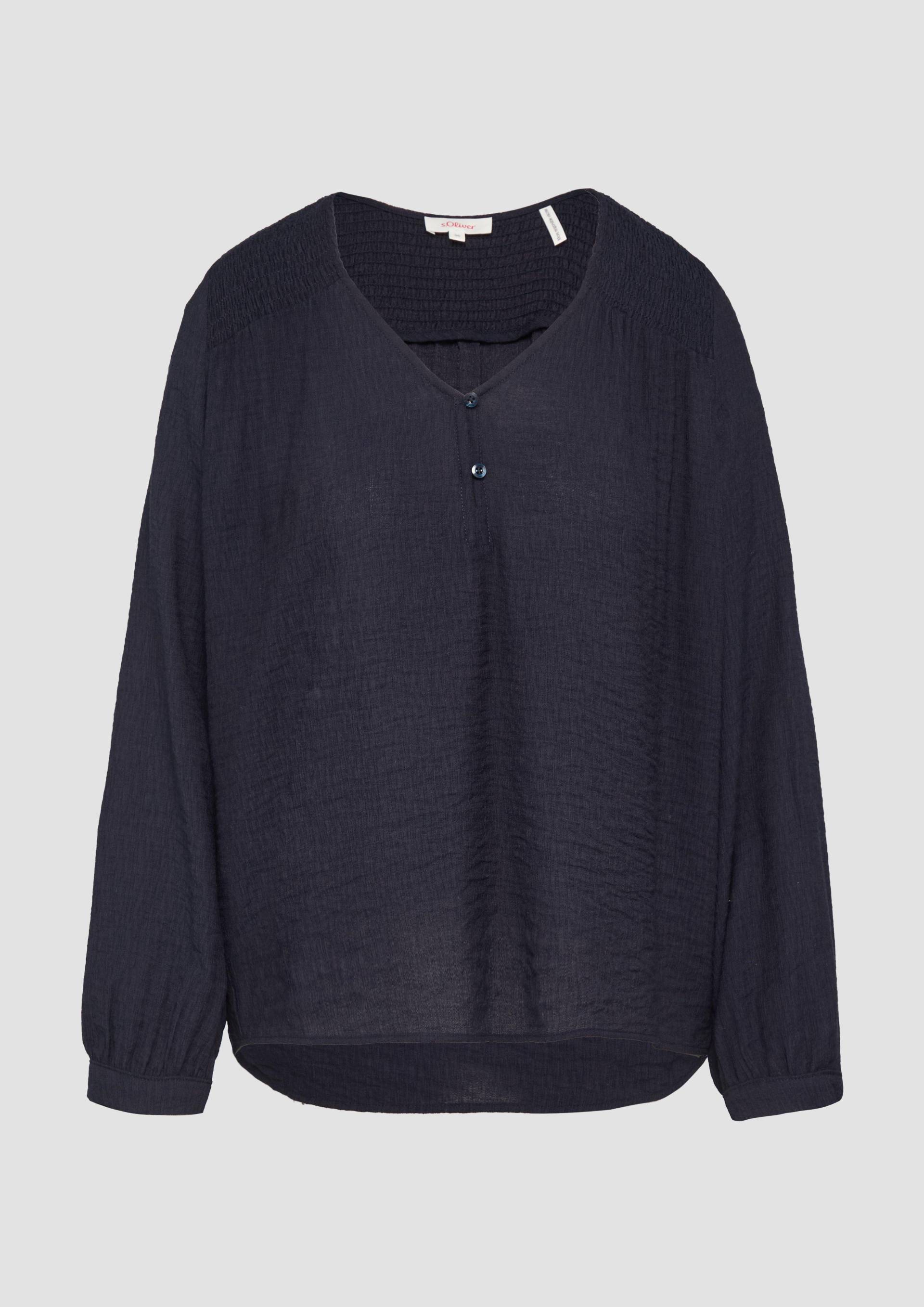 s.Oliver - Strukturierte Bluse aus Viskosemix mit Smok-Details, Damen, blau von s.Oliver
