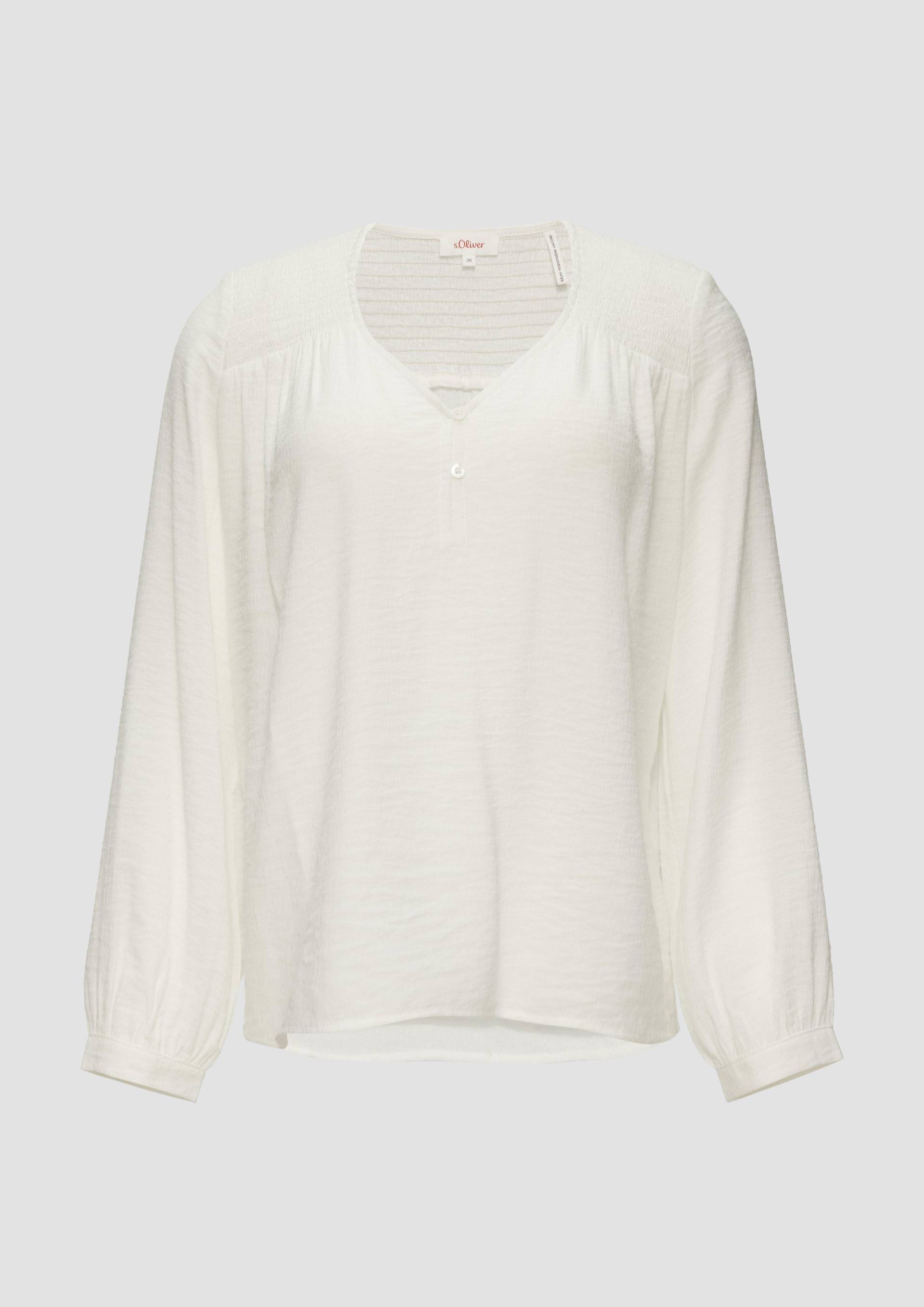 s.Oliver - Strukturierte Bluse aus Viskosemix mit Smok Details, Damen, creme von s.Oliver