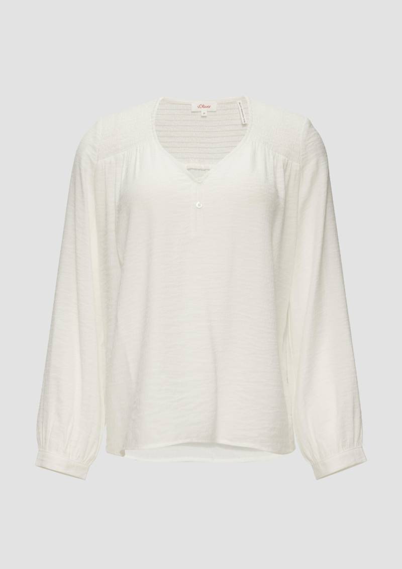 s.Oliver - Strukturierte Bluse aus Viskosemix mit Smok Details, Damen, creme von s.Oliver