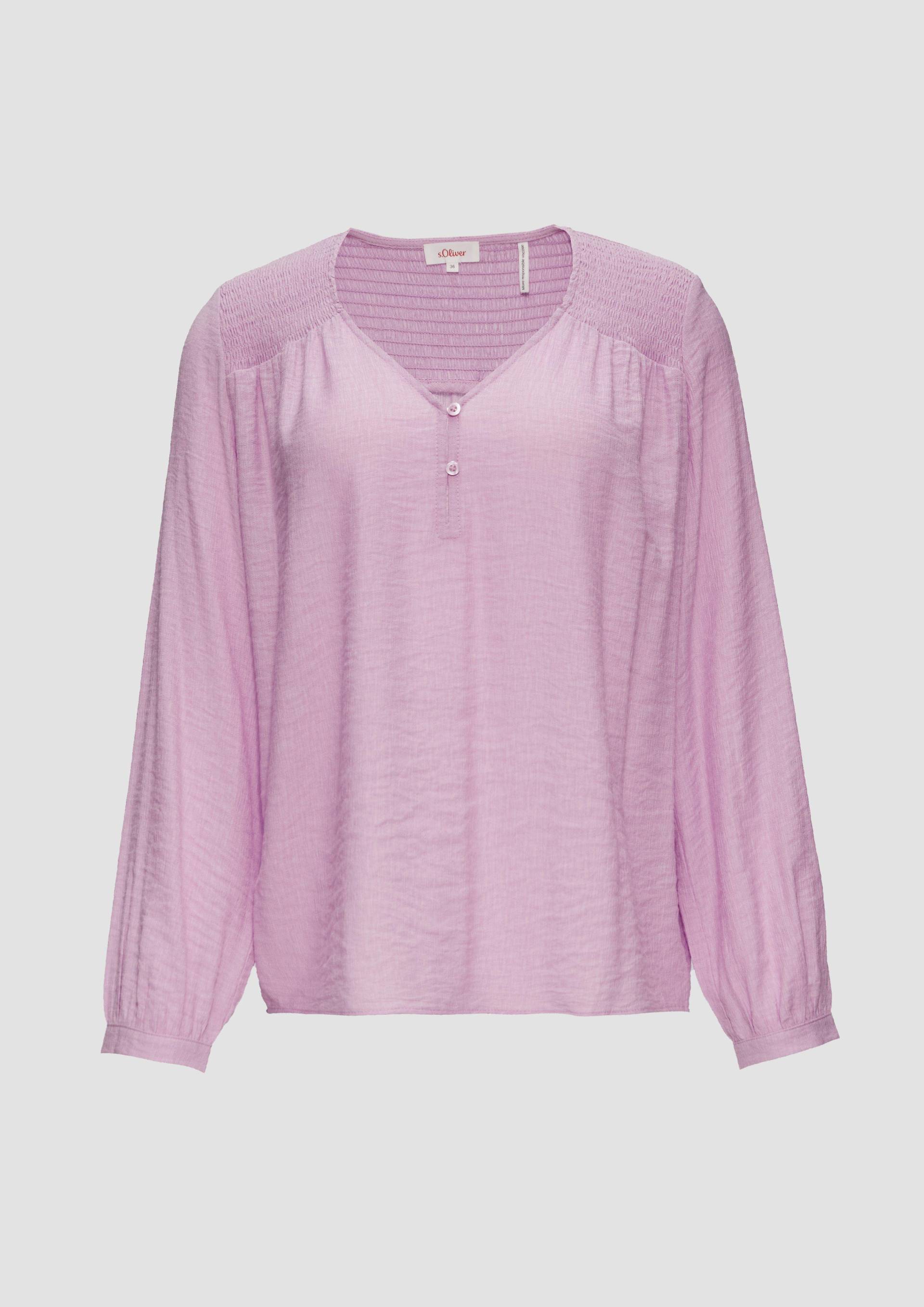 s.Oliver - Strukturierte Bluse aus Viskosemix mit Smok Details, Damen, lila von s.Oliver
