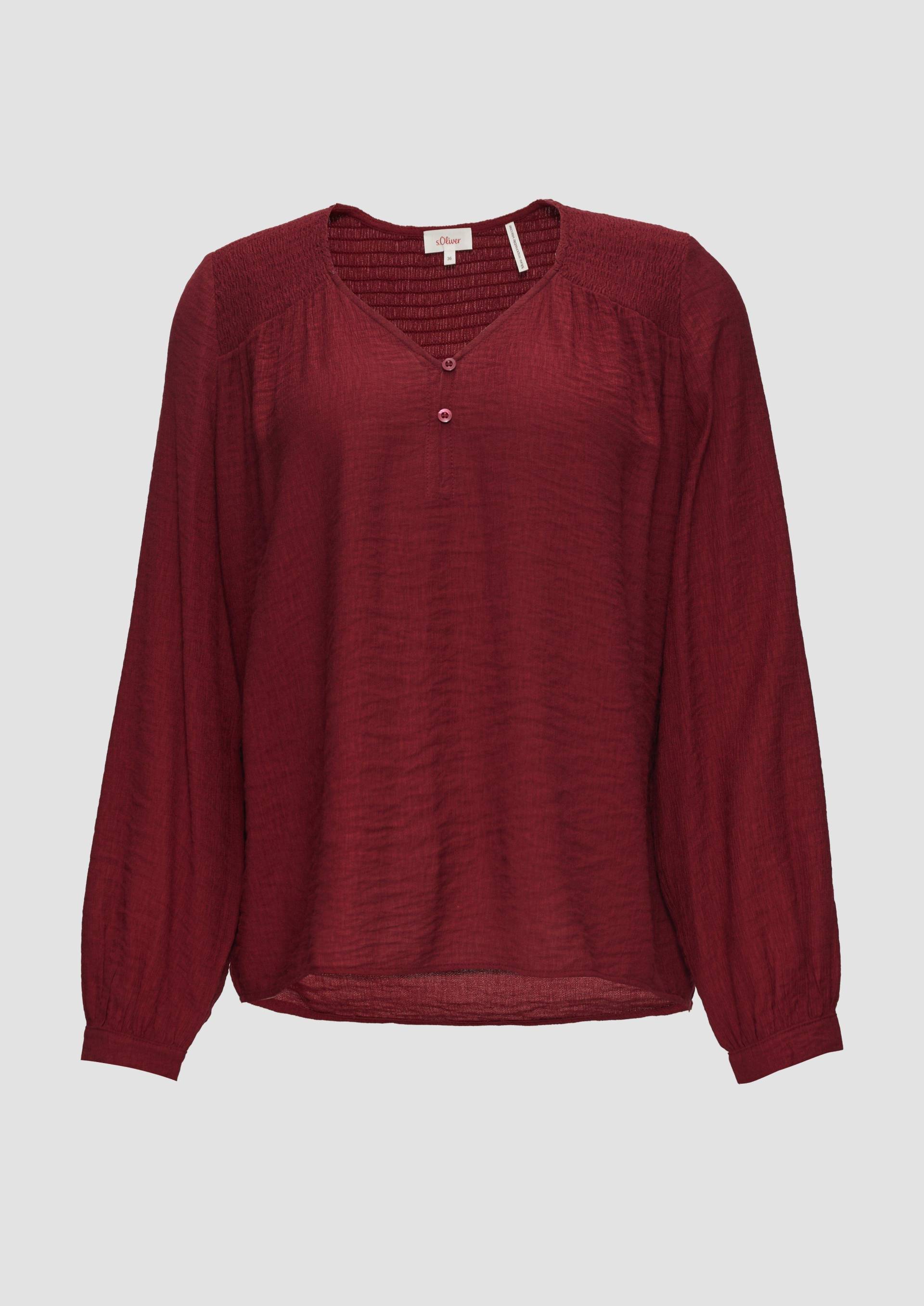 s.Oliver - Strukturierte Bluse aus Viskosemix mit Smok Details, Damen, rot von s.Oliver