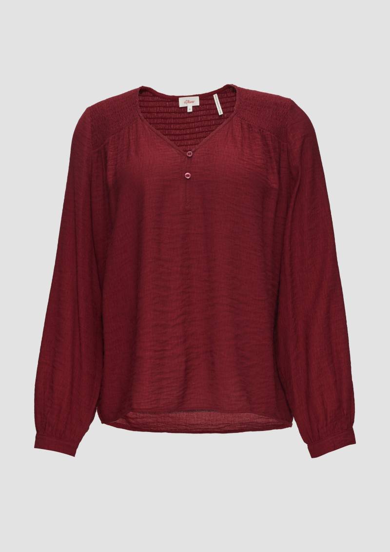 s.Oliver - Strukturierte Bluse aus Viskosemix mit Smok Details, Damen, rot von s.Oliver