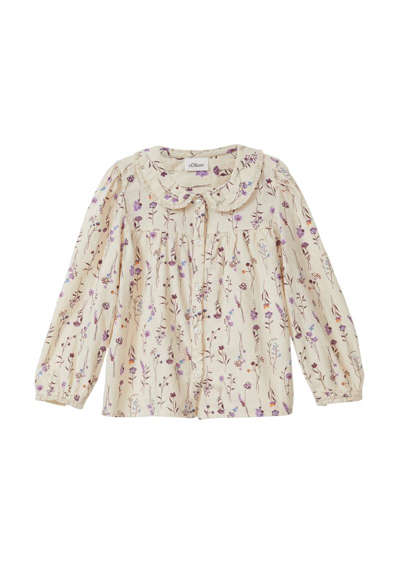 s.Oliver - Strukturierte Bluse im A-Shape mit Bubikragen und Spitze, Kinder, creme von s.Oliver