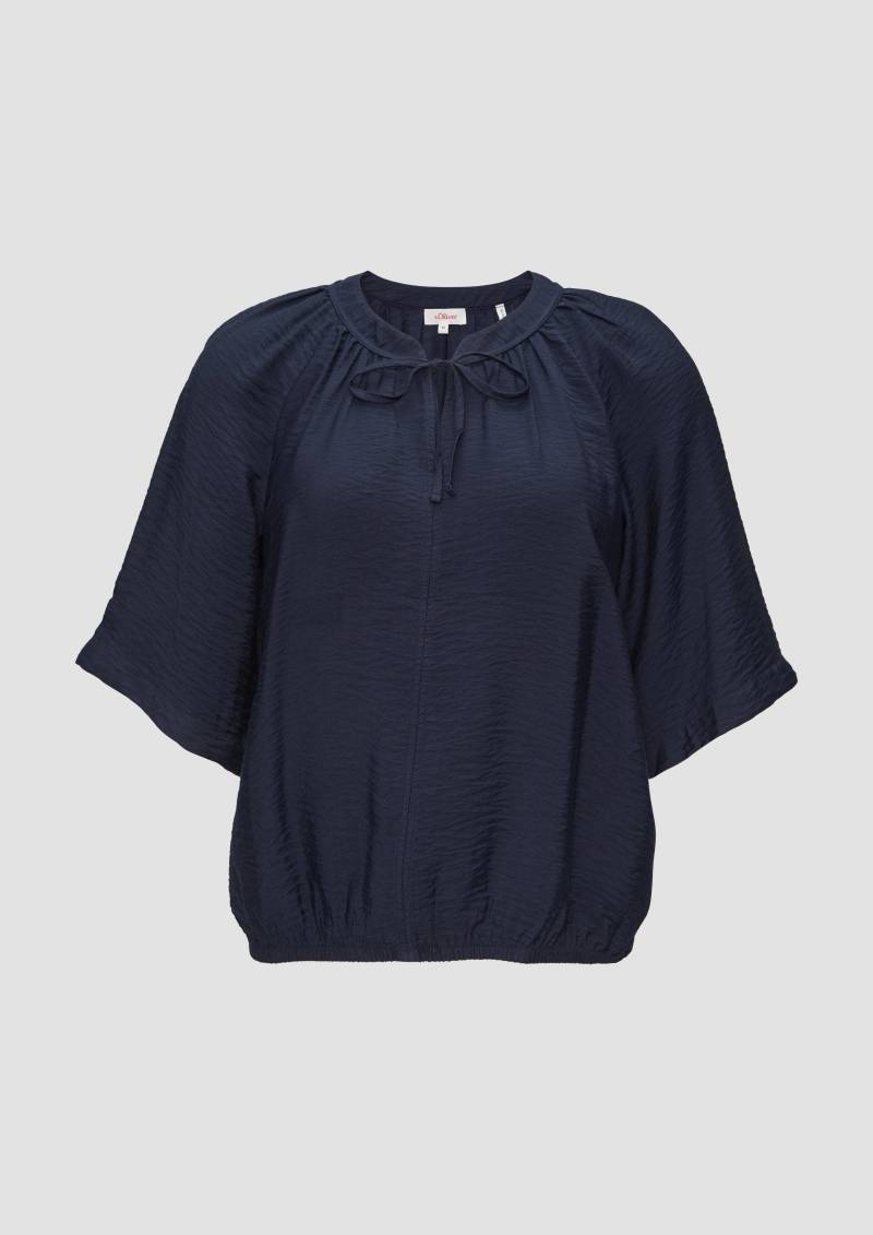 s.Oliver - Strukturierte Bluse im O-Shape mit Raffdetails, Damen, blau von s.Oliver