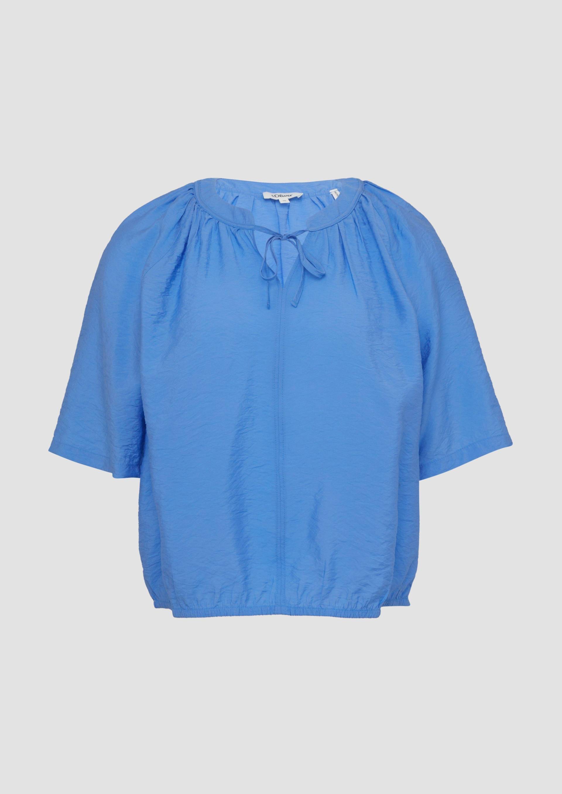 s.Oliver - Strukturierte Bluse mit Halbarm im O-Shape, Damen, blau von s.Oliver
