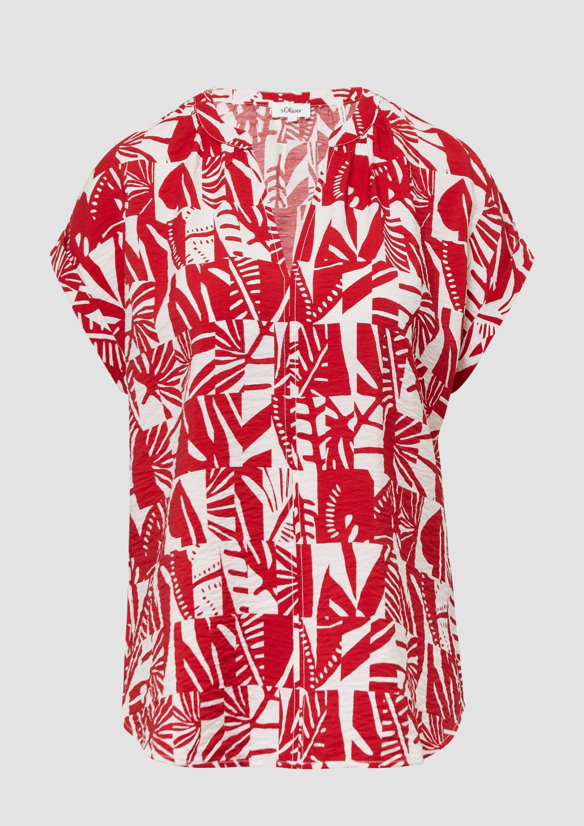s.Oliver - Strukturierte Bluse mit Raff-Details, Damen, rot von s.Oliver