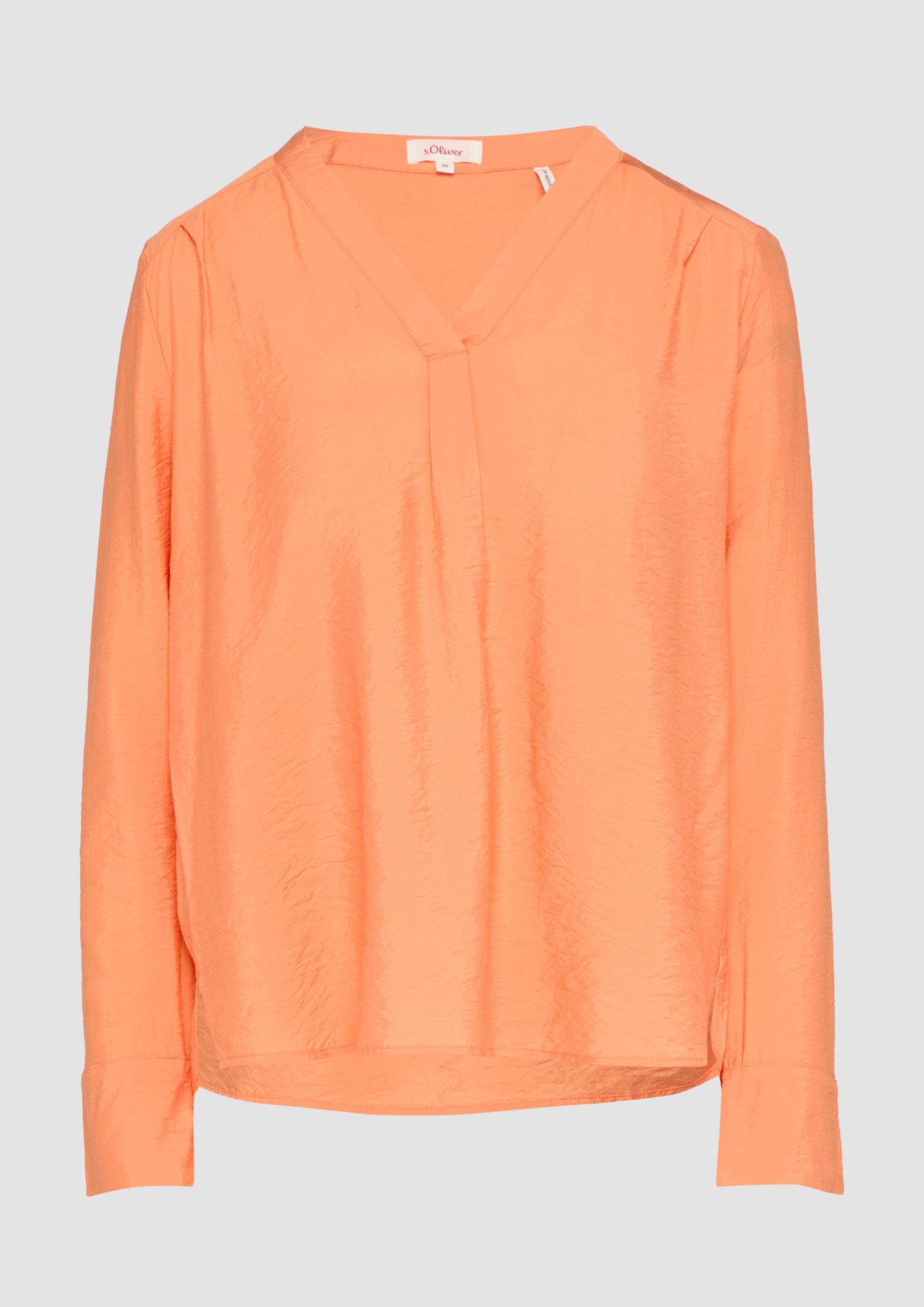 s.Oliver - Strukturierte Bluse mit V-Ausschnitt, Damen, Orange von s.Oliver