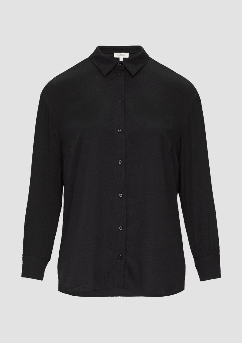 s.Oliver - Strukturierte Hemdbluse mit Raffung, Damen, schwarz von s.Oliver