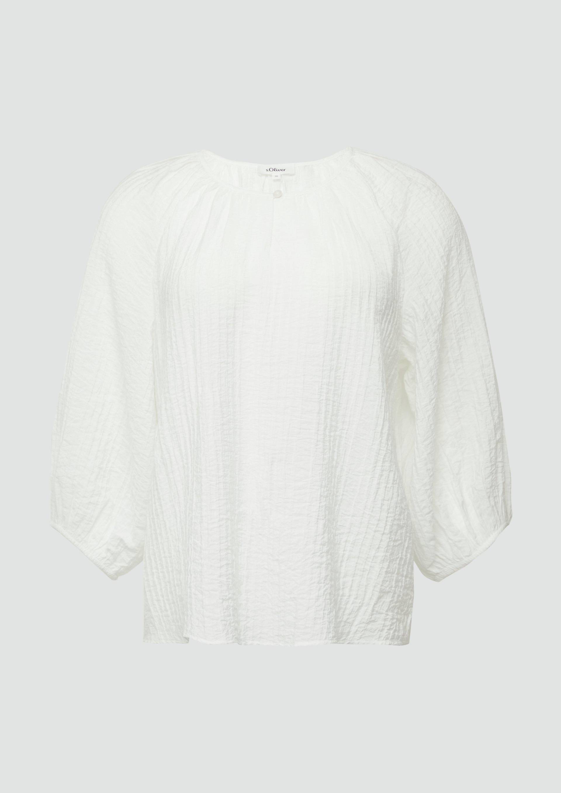 s.Oliver - Strukturierte Relaxed-Fit-Bluse mit Raffungen und Raglanärmeln, Damen, creme von s.Oliver