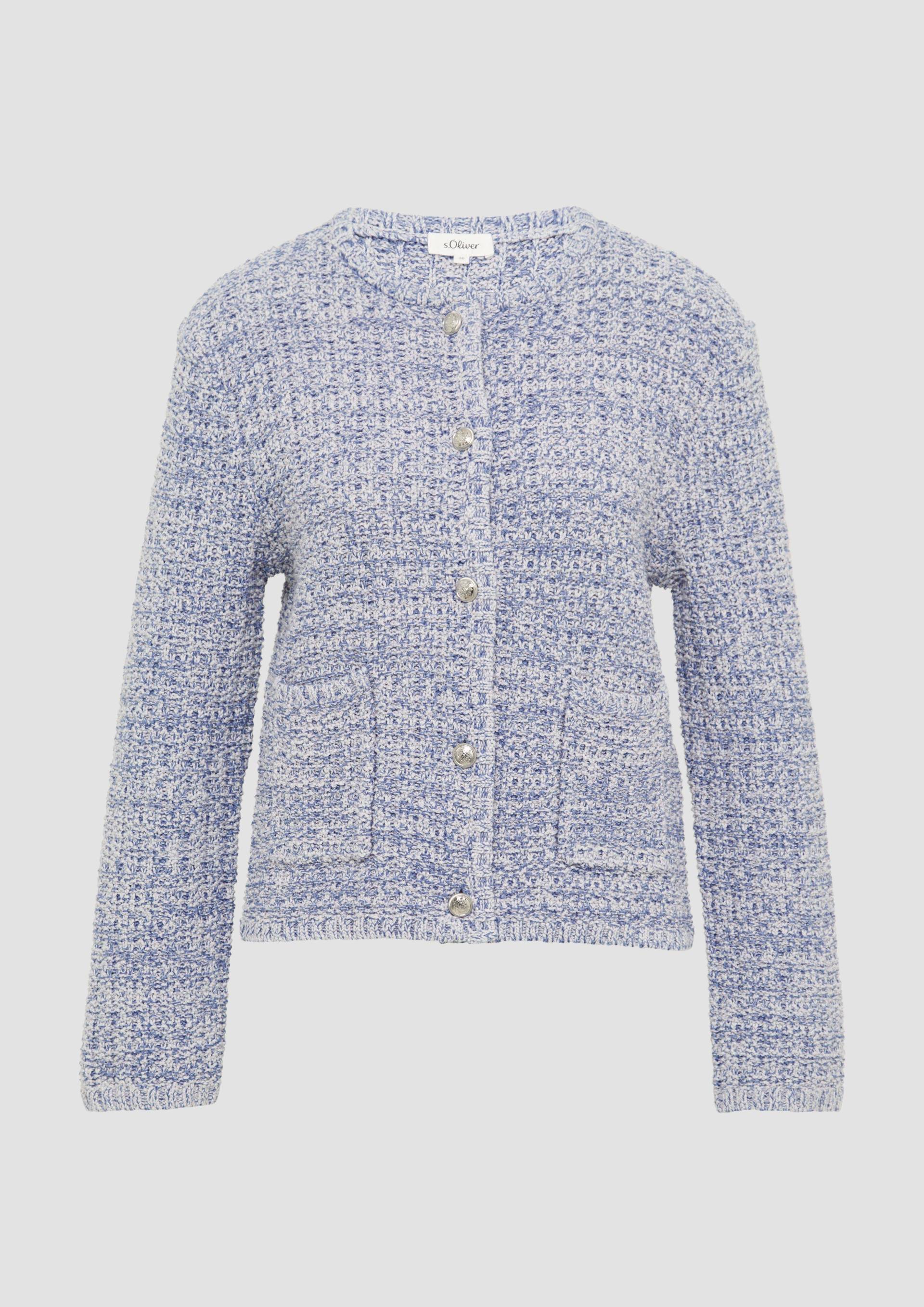 s.Oliver - Strukturierte Strickjacke in Melange-Optik, Damen, blau von s.Oliver