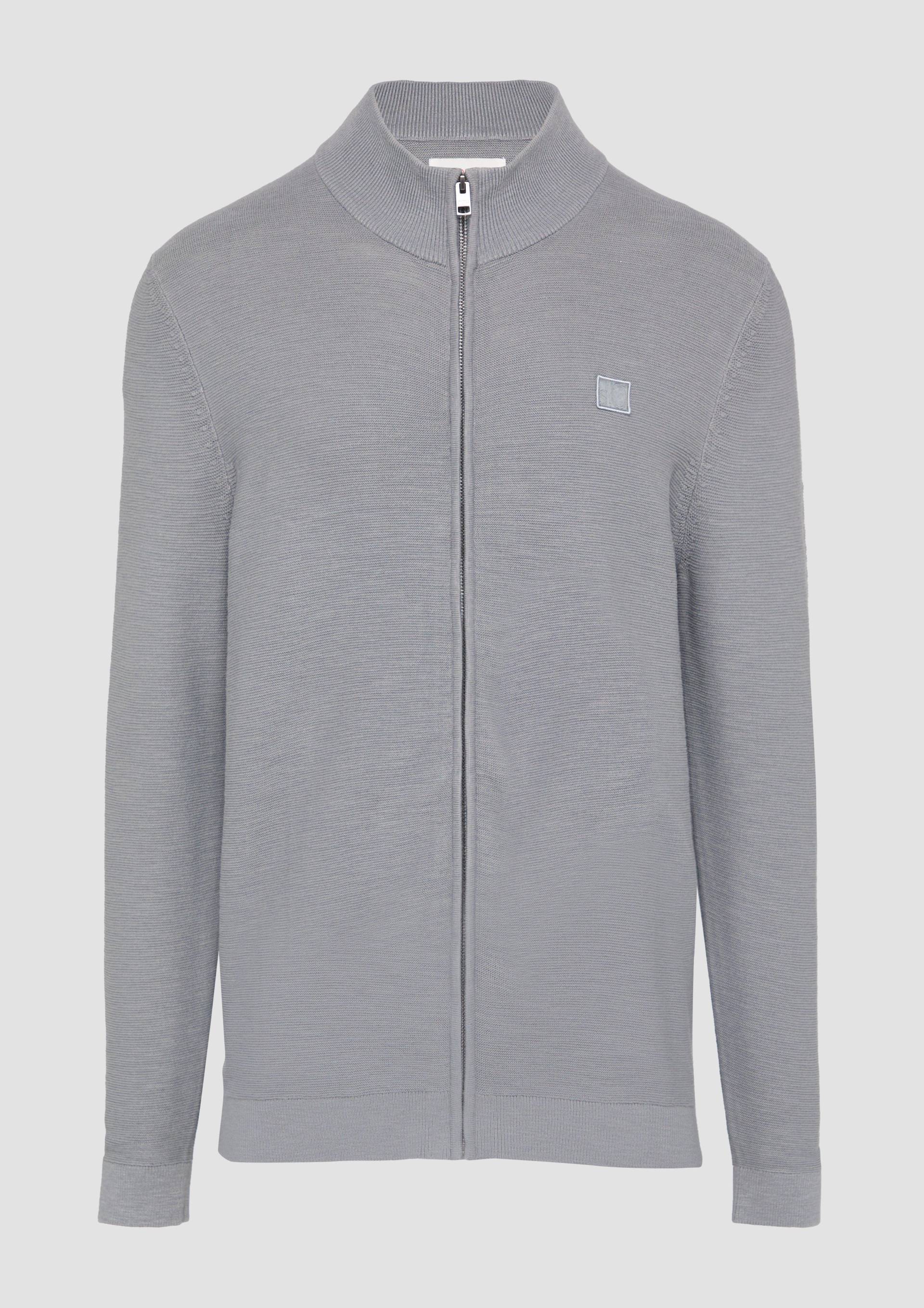 s.Oliver - Strukturierte Strickjacke mit Logo-Patch, Herren, grau von s.Oliver