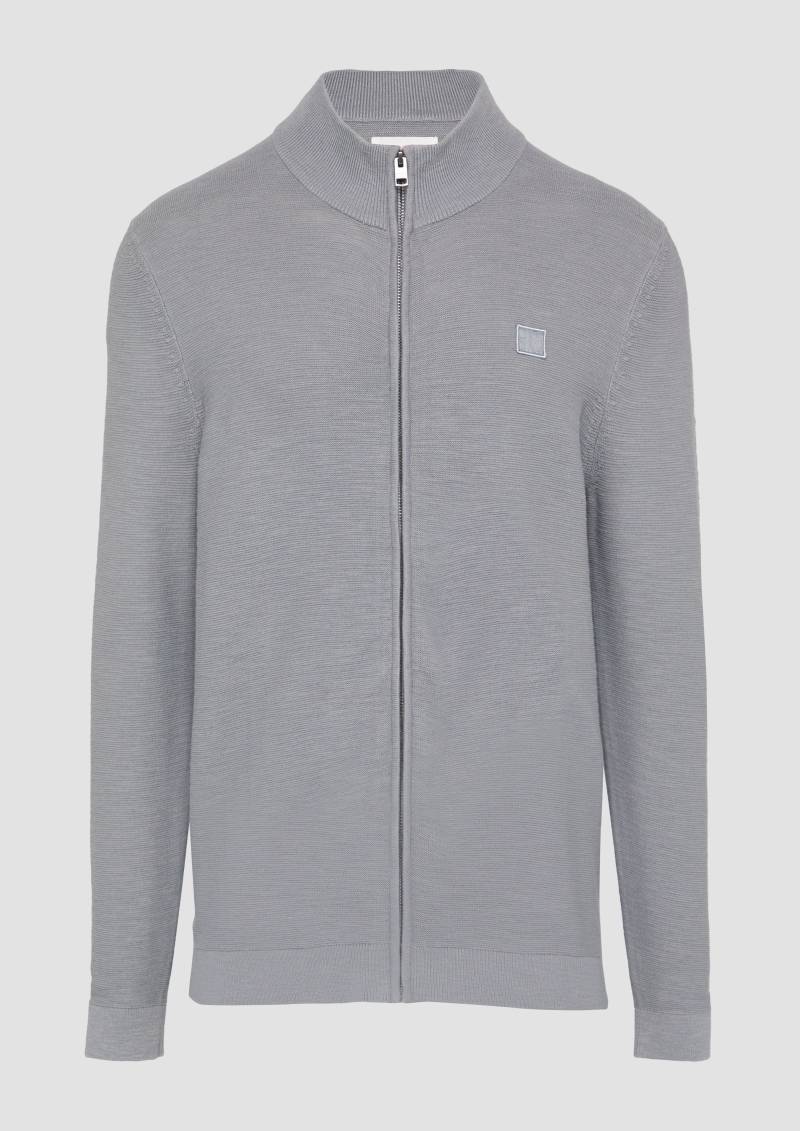 s.Oliver - Strukturierte Strickjacke mit Logo-Patch, Herren, grau von s.Oliver