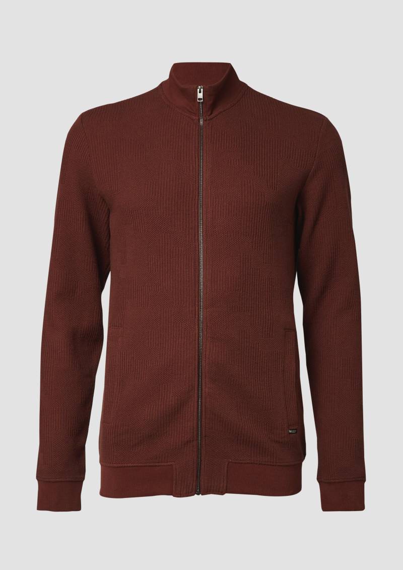s.Oliver - Strukturierte Sweatshirtjacke mit Stehkragen, Herren, rot von s.Oliver