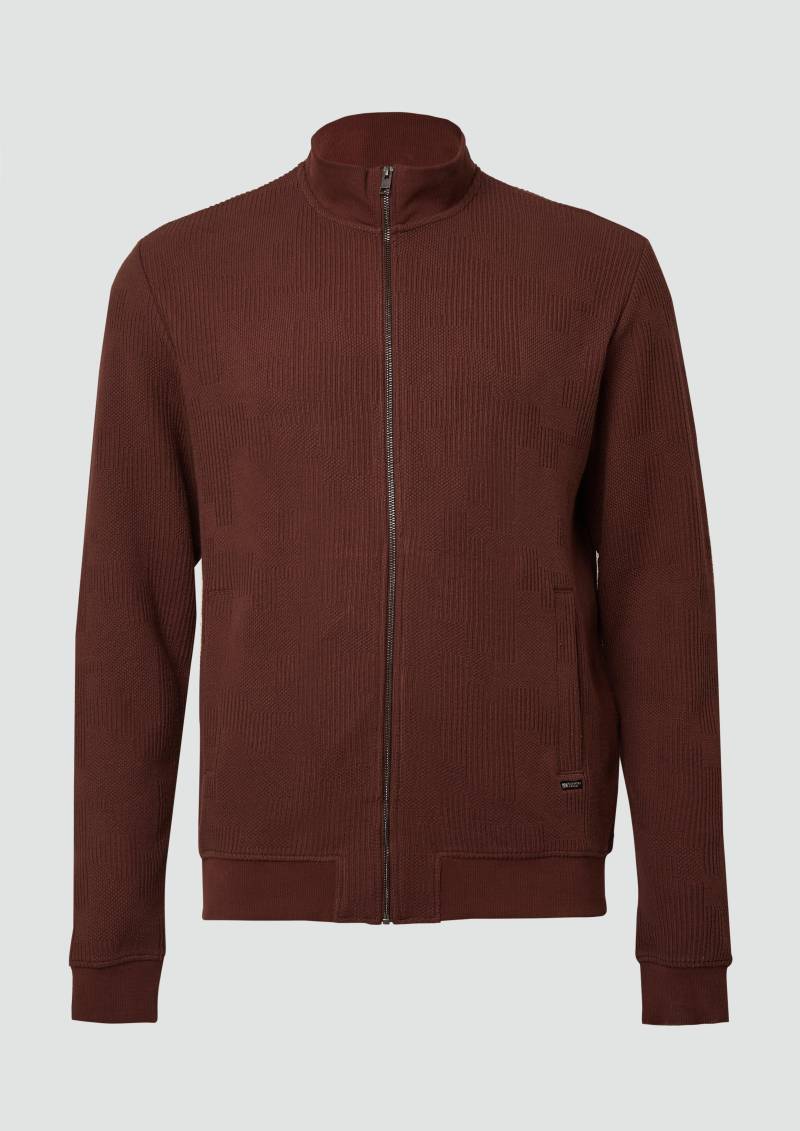 s.Oliver - Strukturierte Sweatshirtjacke mit Stehkragen, Herren, rot von s.Oliver