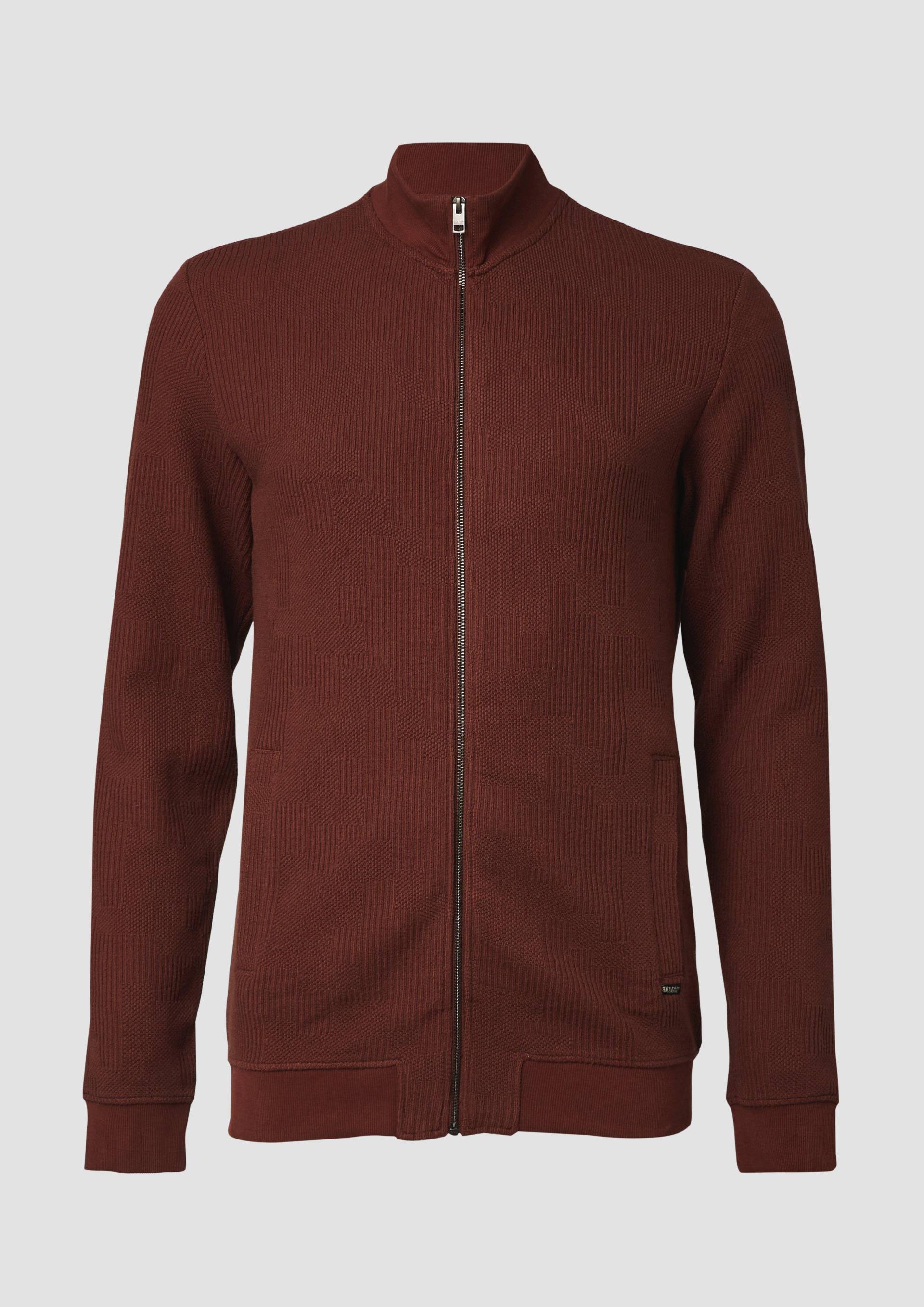 s.Oliver - Strukturierte Sweatshirtjacke mit Stehkragen, Herren, rot von s.Oliver