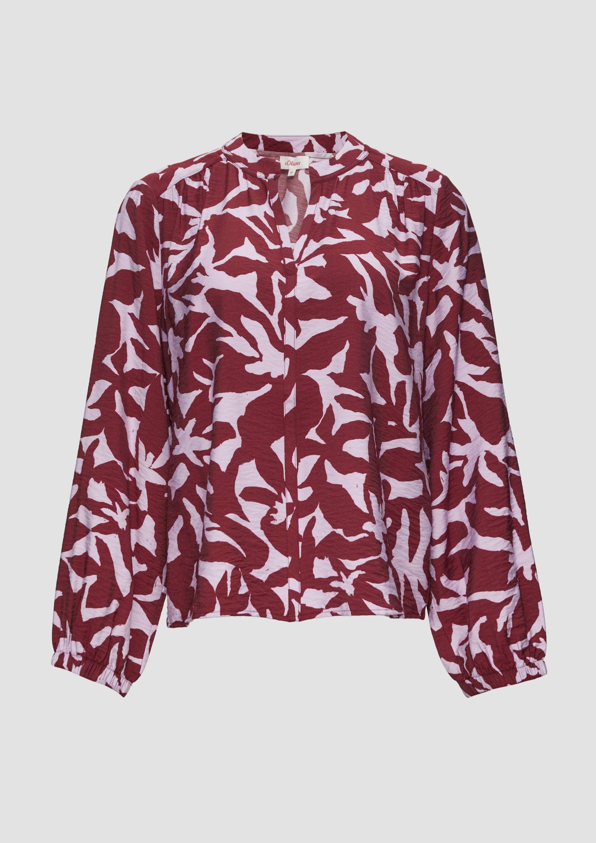 s.Oliver - Strukturierte Viskose-Bluse mit All-over-Print, Damen, rot von s.Oliver