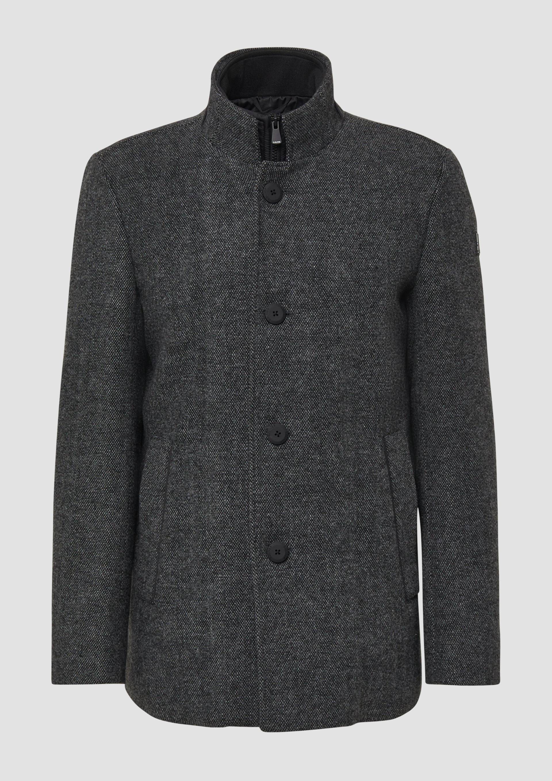 s.Oliver - Strukturierter Mantel mit Wolle und fixiertem Insert, Herren, grau von s.Oliver