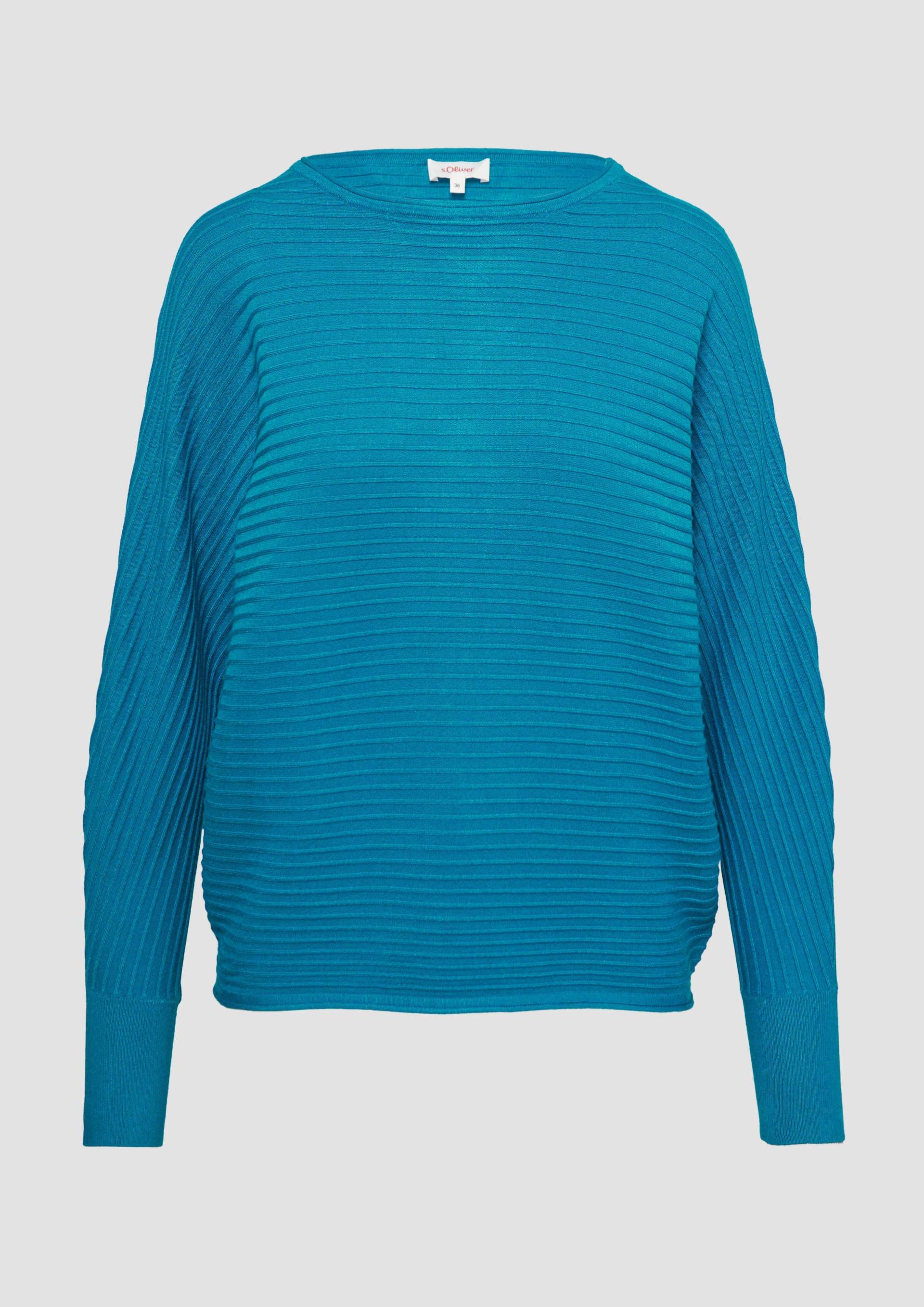 s.Oliver - Strukturierter Strickpullover mit Fledermausärmeln, Damen, Blau von s.Oliver