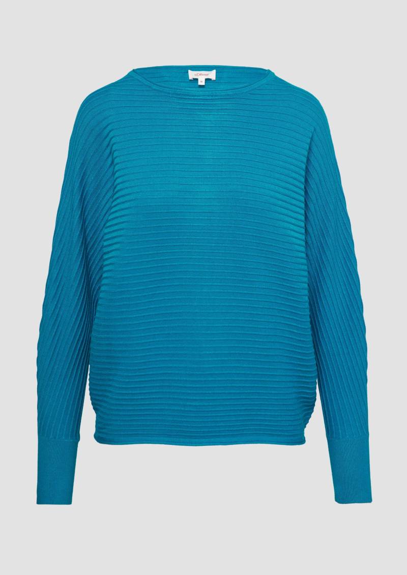 s.Oliver - Strukturierter Strickpullover mit Fledermausärmeln, Damen, Blau von s.Oliver