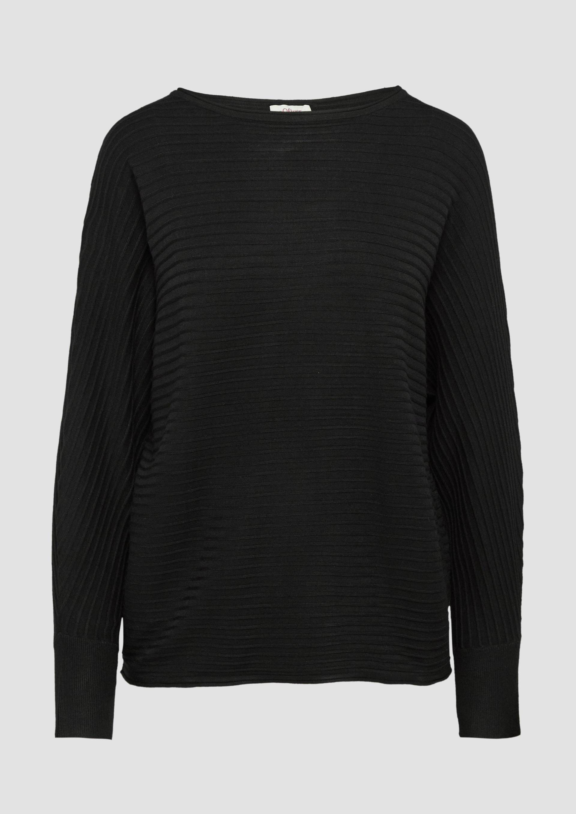 s.Oliver - Strukturierter Strickpullover mit Fledermausärmeln, Damen, schwarz von s.Oliver