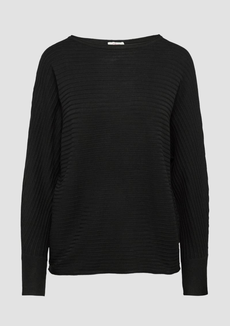 s.Oliver - Strukturierter Strickpullover mit Fledermausärmeln, Damen, schwarz von s.Oliver