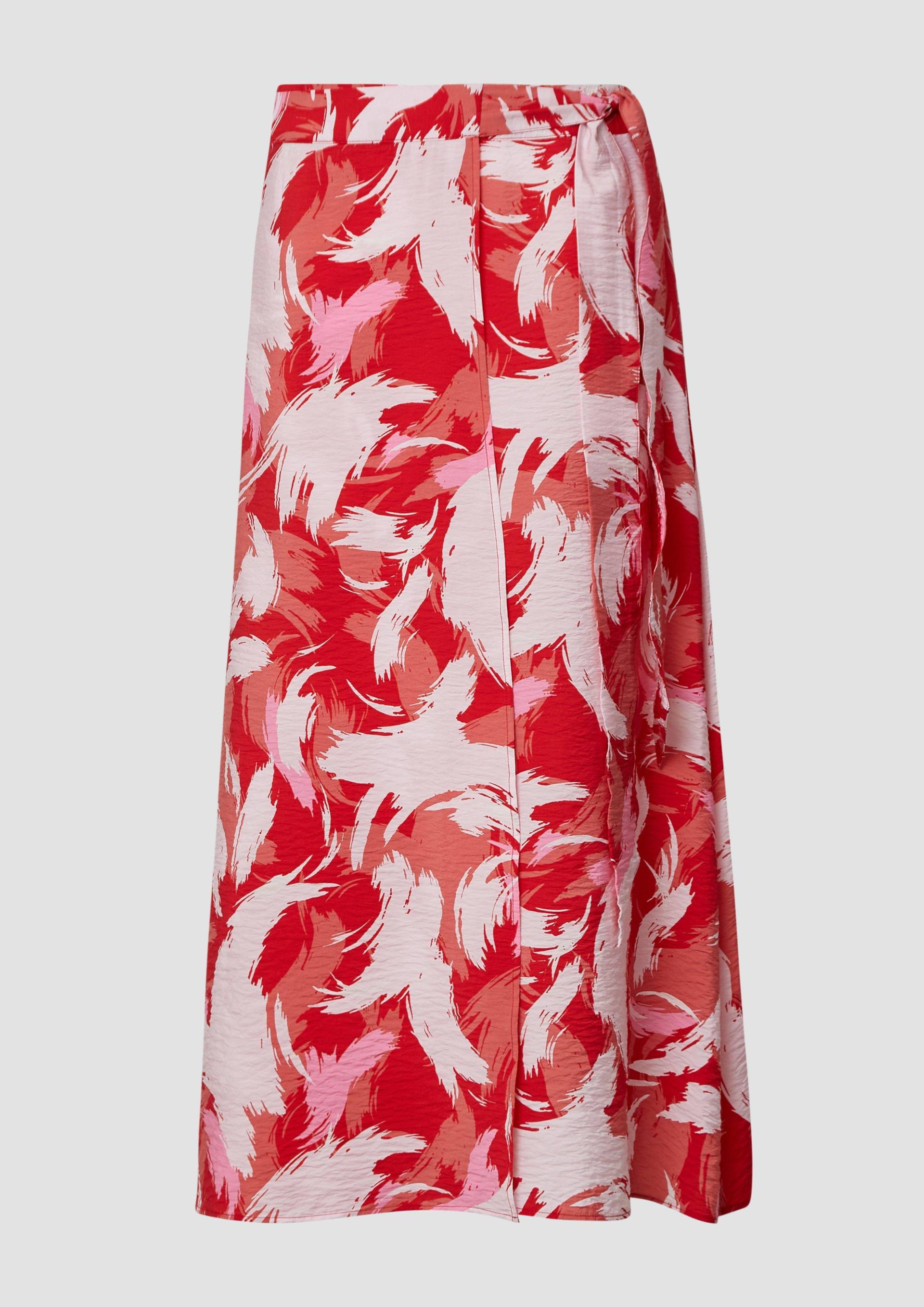 s.Oliver - Strukturierter Wickelrock aus Viskosemix mit Bindegürtel, Damen, rot von s.Oliver