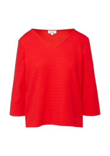 s.Oliver Strukturiertes Jersey-Sweatshirt mit V-Ausschnitt und 3/4-Ärmeln rot 48 von s.Oliver