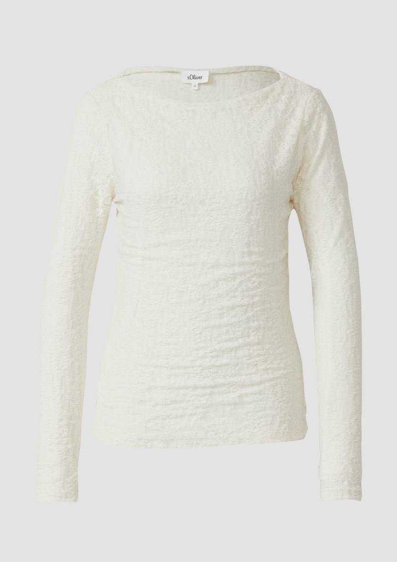 s.Oliver - Semitransparentes Langarmshirt aus weicher Jersey-Spitze, Damen, creme von s.Oliver