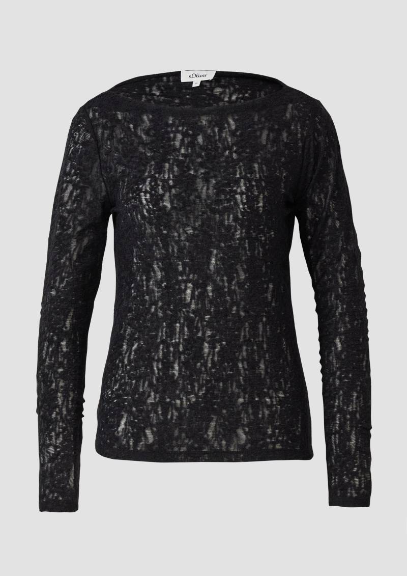 s.Oliver - Semitransparentes Langarmshirt aus weicher Jersey-Spitze, Damen, schwarz von s.Oliver