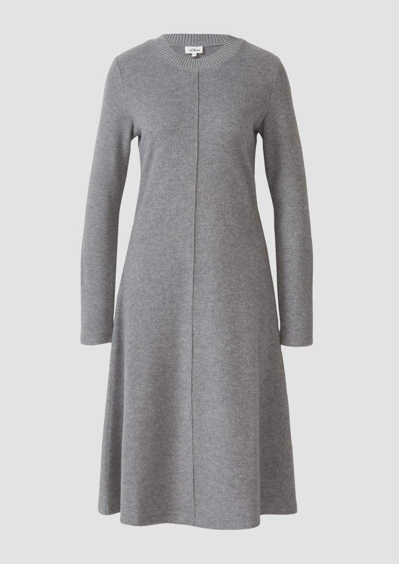 s.Oliver - Strukturiertes Midikleid aus weichem Sweat im Slim Fit, Damen, grau von s.Oliver