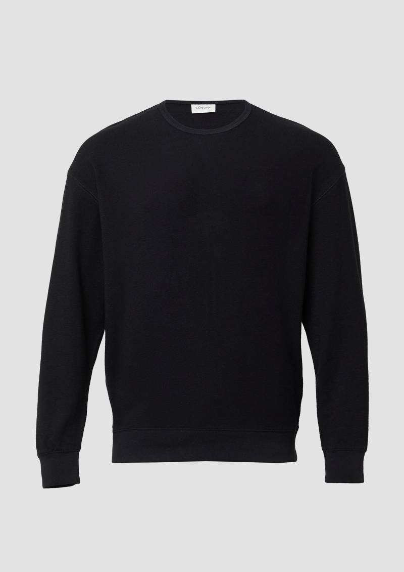 s.Oliver - Strukturiertes Relaxed-Fit-Sweatshirt mit Label-Patch, Herren, schwarz von s.Oliver