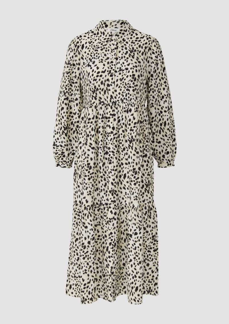 s.Oliver - Strukturiertes Viskosemix-Kleid im A-Shape mit Eingrifftaschen, Damen, creme|mehrfarbig von s.Oliver