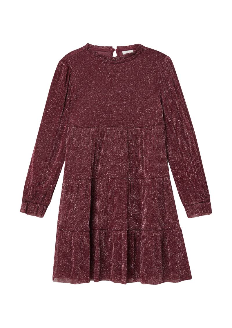 s.Oliver - Stufenkleid aus weichem Glitzer-Mesh, Kinder, pink|rot von s.Oliver