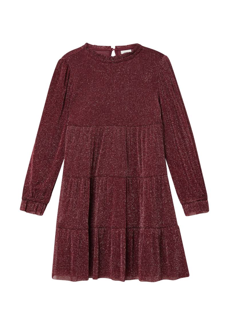 s.Oliver - Stufenkleid aus weichem Glitzer-Mesh, Kinder, pink|rot von s.Oliver