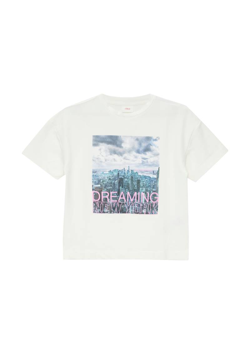 s.Oliver - Sweat-T-Shirt in Oversized mit seitlich geschlitztem Saum, Mädchen, creme|weiß von s.Oliver