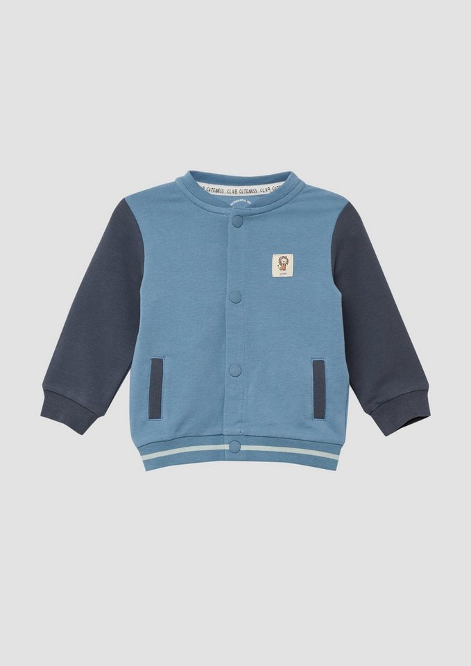s.Oliver Sweatjacke Sweatshirt Jacke Lässige Sweatjacke im College-Look mit Patch von s.Oliver